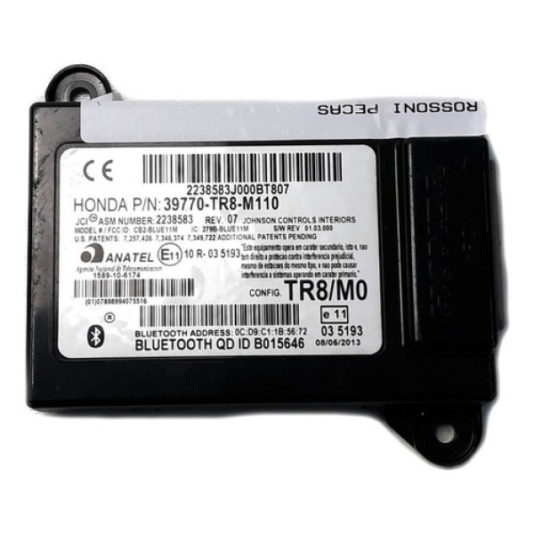 Modulo Bluetooth Honda Civic 2012 A 2016 Cód 39770-tr8-m110